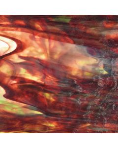 Youghiogheny Waxy White, Dark Green, Copper Ruby Mottled Glass