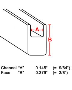 Flat U Zinc Channel, 3/8", 6' strip (ZB-375)