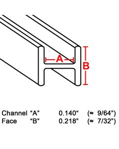 Flat H Zinc Channel, 7/32", 6' strip (ZH-732)