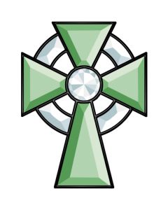 Green & Clear Jeweled Celtic Cross Bevel Cluster